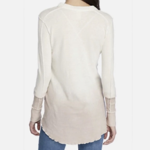 Free People Ivory Ombré Cozy Up Henley Long Sleeve Shirt - Picture 2 of 10